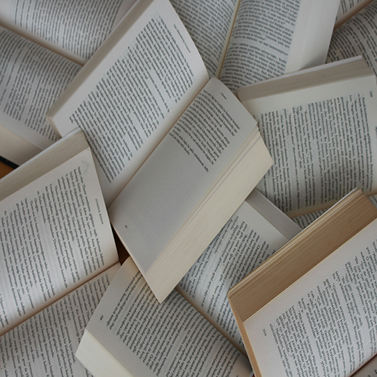 This is a picture of a group of books in a pile